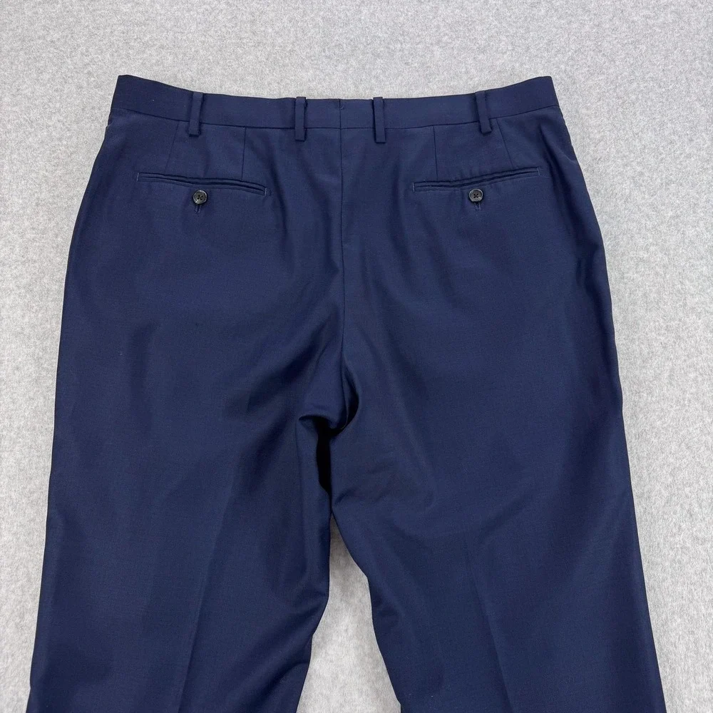 Spier & Mackay Dress Pants Mens 38x31 Blue Wool Lined Flat Front Office Business